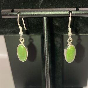 Green Turquoise and 925 silver pierced earrings​​